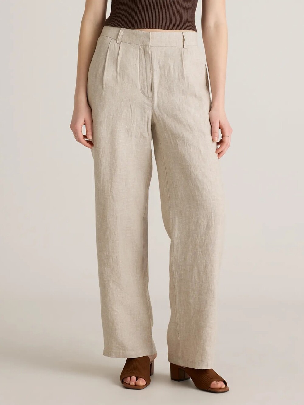 Quince European Linen Pleated Trousers In Flax Size 8 - Picture 2 of 8